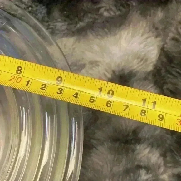 Pyrex clear glass vintage MCM nesting mixing bowls with blue ribbons & flowers. - Picture 3 of 15